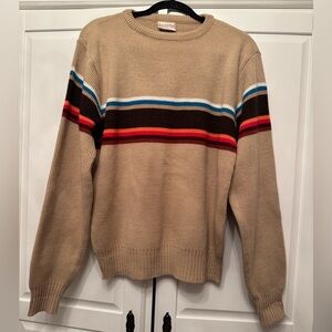 Fauchon Men's Beige Striped Sweater Sz Large